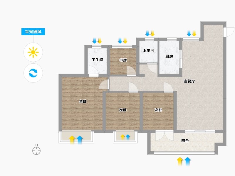 江苏省-盐城市-绿地香港理想城-103.20-户型库-采光通风