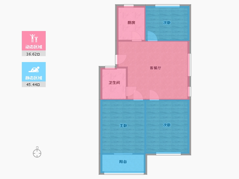 江苏省-南京市-北苑二村-83.00-户型库-动静分区