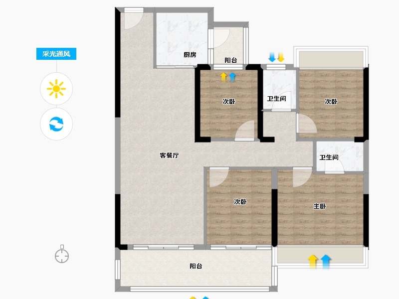 河南省-南阳市-金水湾小区-112.00-户型库-采光通风