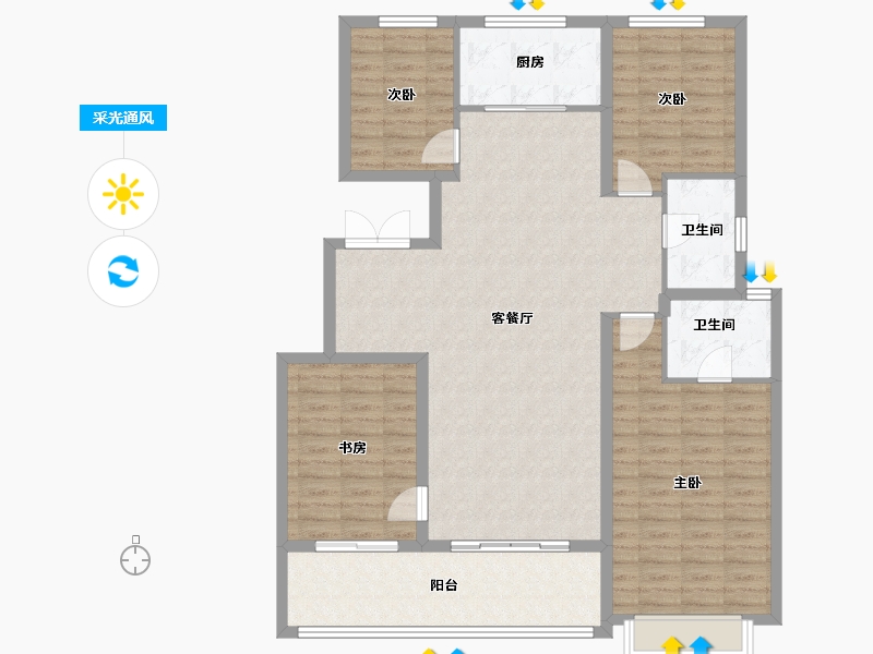 陕西省-西安市-融创东方宸院-135.20-户型库-采光通风