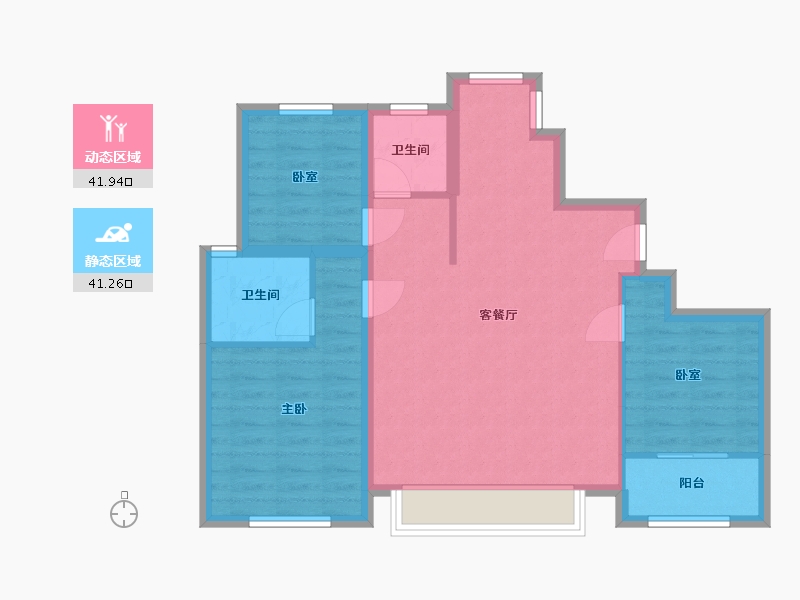 浙江省-宁波市-雅戈尔江上花园-80.00-户型库-动静分区