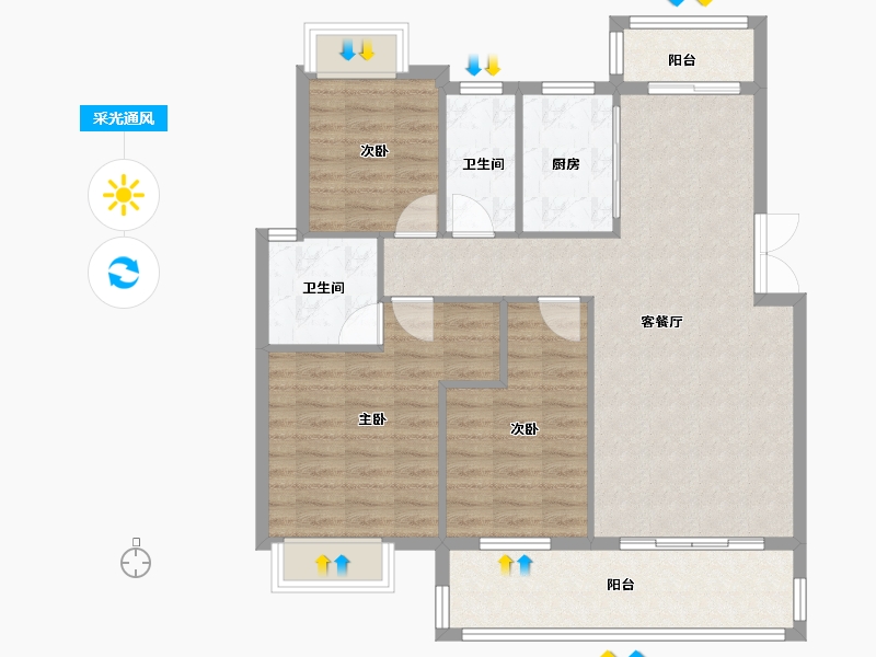 江西省-九江市-龙城壹品小区-94.86-户型库-采光通风