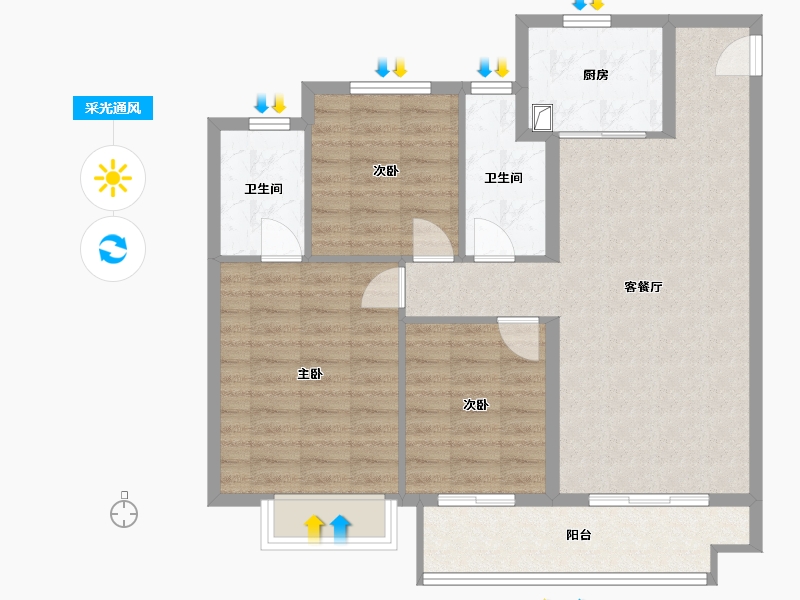 湖北省-黄石市-中梁滨江壹号-89.00-户型库-采光通风