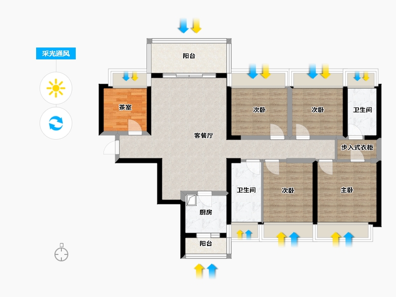 海南省-海口市-坡博家园-114.95-户型库-采光通风