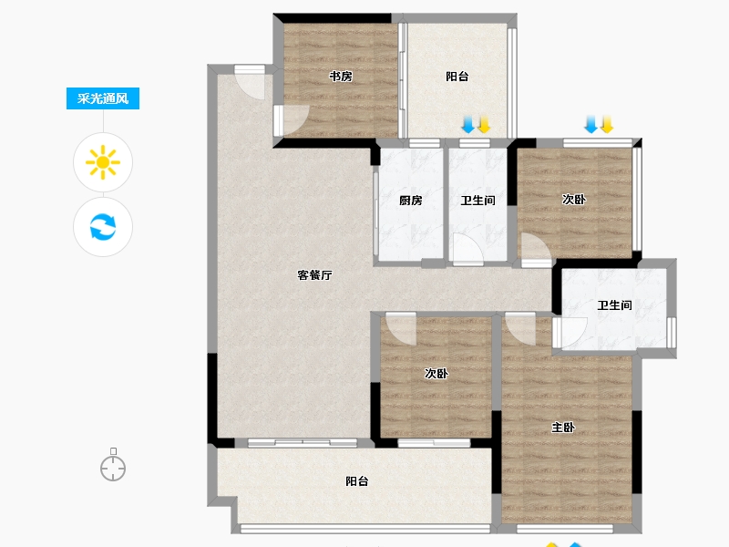 广西壮族自治区-来宾市-天润府-86.40-户型库-采光通风