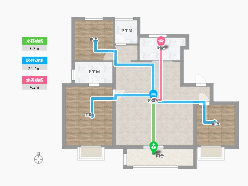 宁夏回族自治区-银川市-万科翡翠林溪花园小区-96.43-户型库-动静线