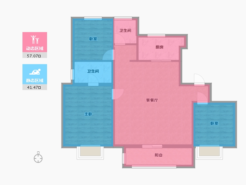 宁夏回族自治区-银川市-万科翡翠林溪花园小区-96.43-户型库-动静分区