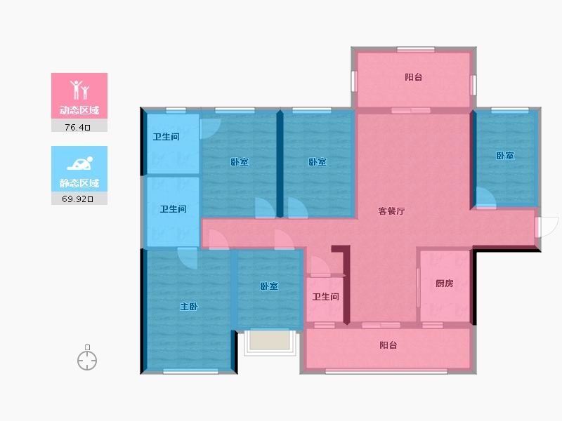 广西壮族自治区-河池市-江山府-148.00-户型库-动静分区