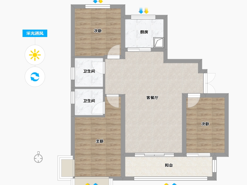 河北省-沧州市-荣盛君兰苑-94.40-户型库-采光通风