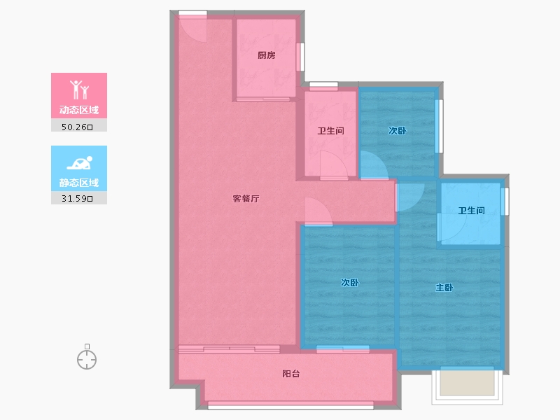 广东省-广州市-纵横缤城花园-79.25-户型库-动静分区