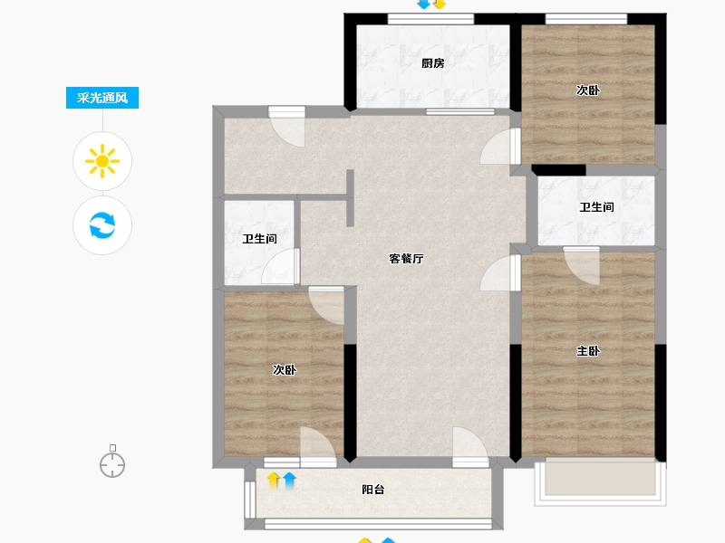 吉林省-长春市-万科公园都会-93.60-户型库-采光通风