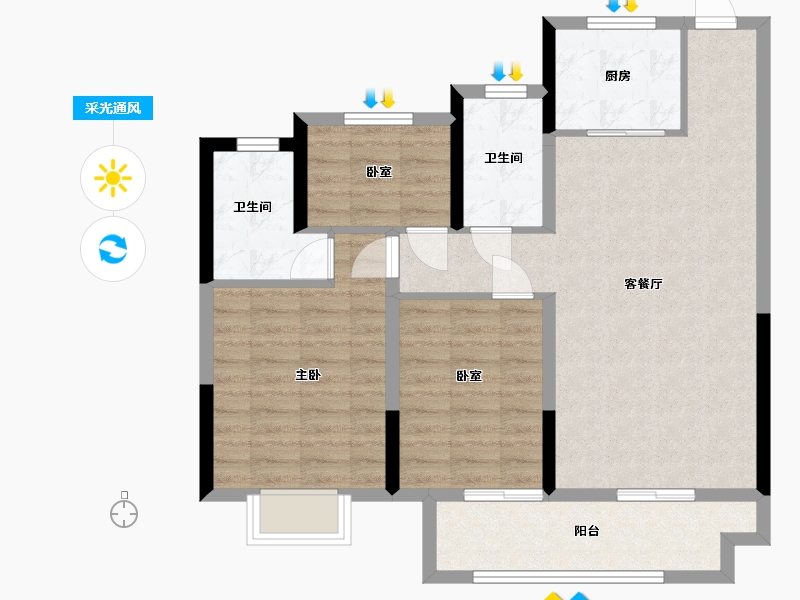 安徽省-亳州市-三巽铂悦府-83.20-户型库-采光通风