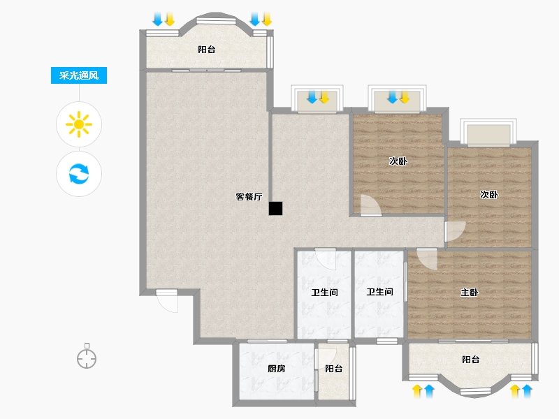 四川省-成都市-懋园国际商住城-130.40-户型库-采光通风