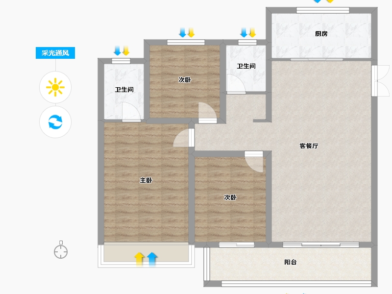 河南省-濮阳市-龙记观园-104.24-户型库-采光通风