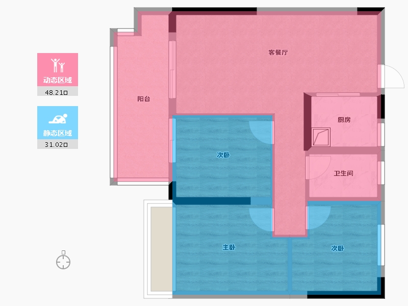 河南省-信阳市-金科集美-76.80-户型库-动静分区