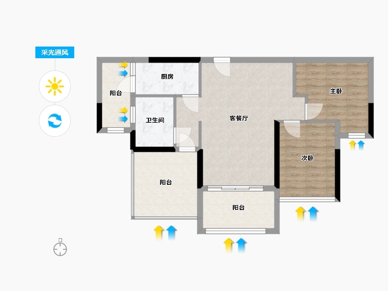 广东省-湛江市-银地上悦城-70.05-户型库-采光通风