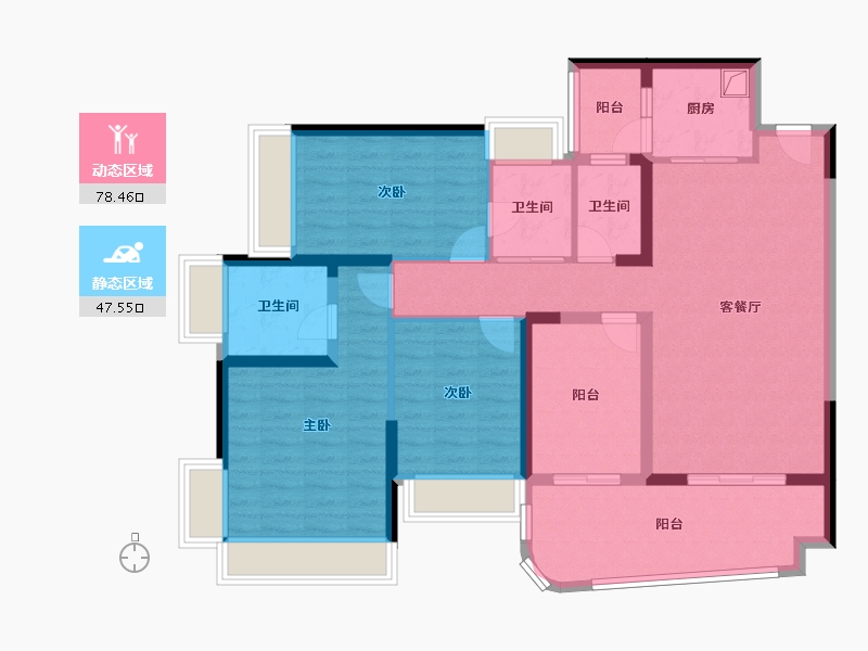 广东省-中山市-凯茵豪园-112.00-户型库-动静分区