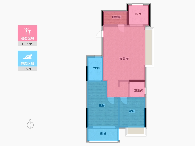 浙江省-杭州市-中天雅境公寓-71.55-户型库-动静分区