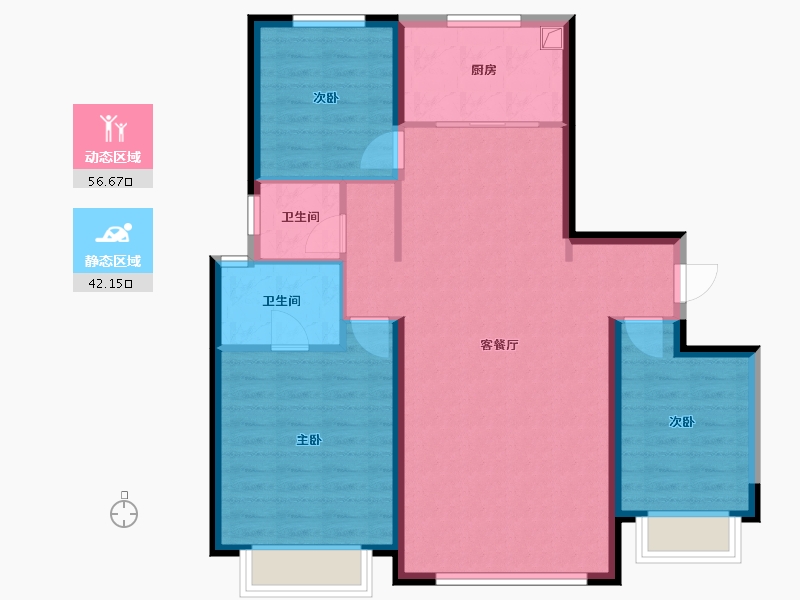 新疆维吾尔自治区-乌鲁木齐市-中南铂悦府一期-103.82-户型库-动静分区