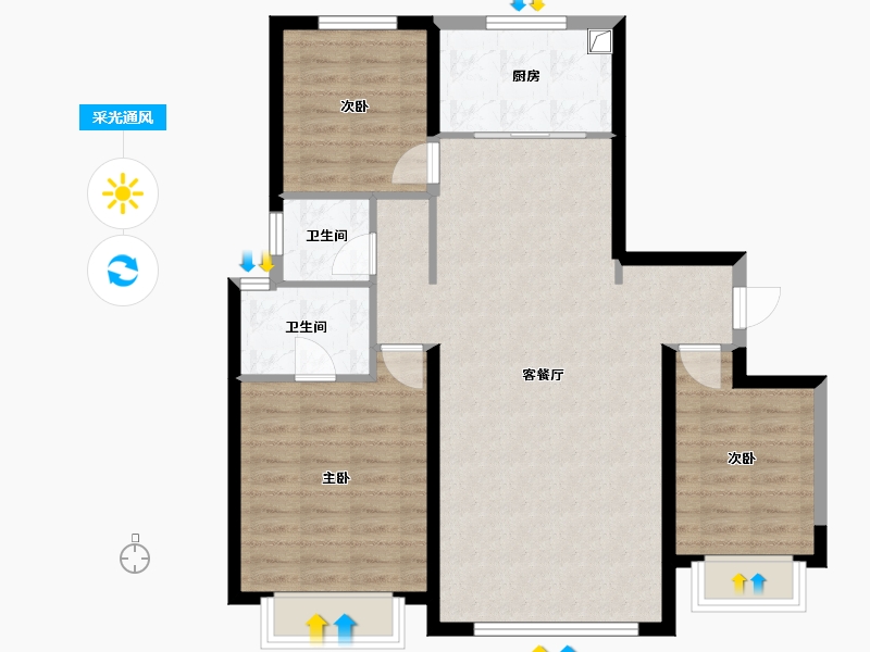 新疆维吾尔自治区-乌鲁木齐市-中南铂悦府一期-103.82-户型库-采光通风