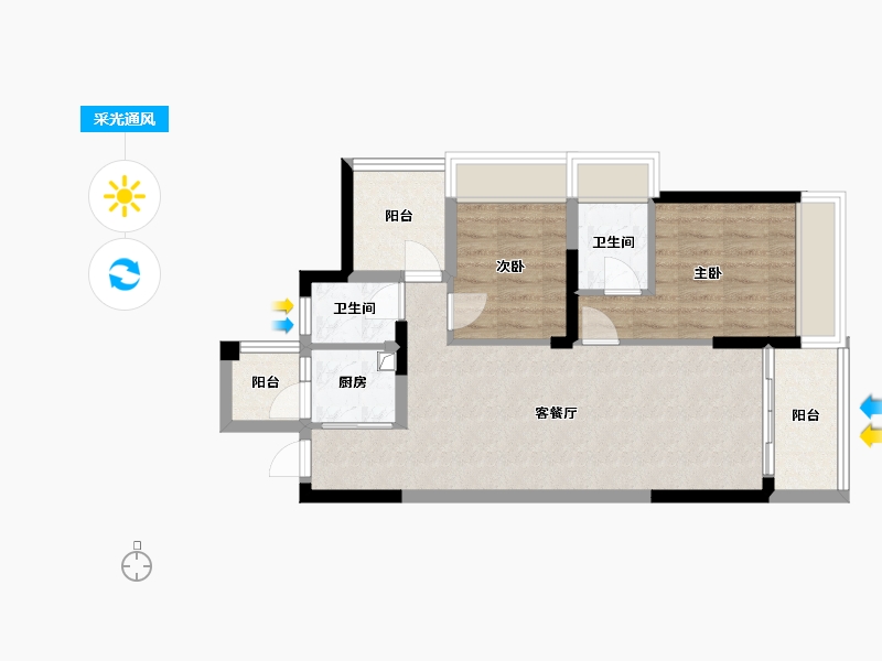 广东省-佛山市-香缤天玺名苑-69.60-户型库-采光通风