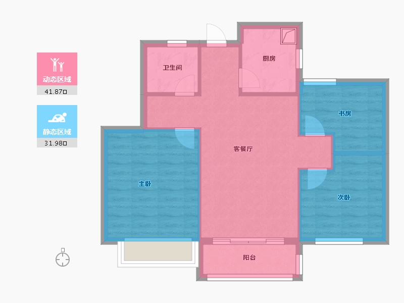 浙江省-台州市-悦溪宁园-66.40-户型库-动静分区