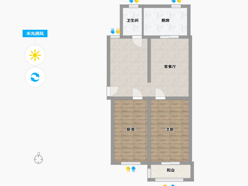 北京-北京市-碣石坪社区-72.30-户型库-采光通风