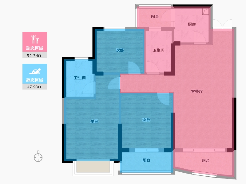 海南省-海口市-海桥花园-89.65-户型库-动静分区