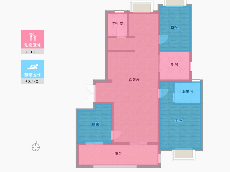 江苏省-苏州市-建发朗云-100.38-户型库-动静分区