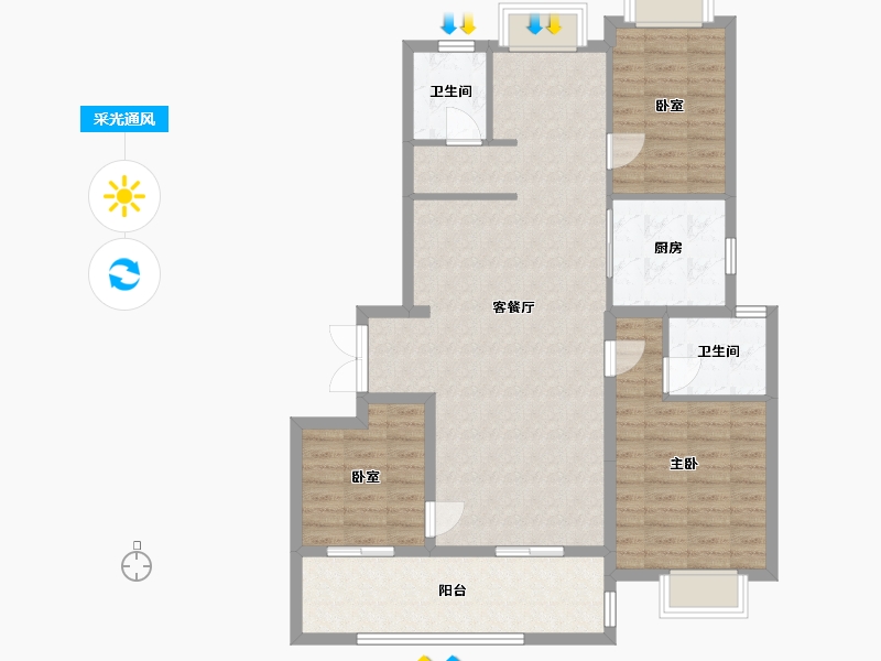 江苏省-苏州市-建发朗云-100.38-户型库-采光通风