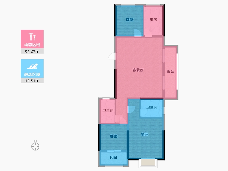 浙江省-台州市-伟星城-95.20-户型库-动静分区