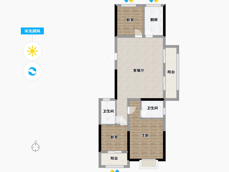 浙江省-台州市-伟星城-95.20-户型库-采光通风