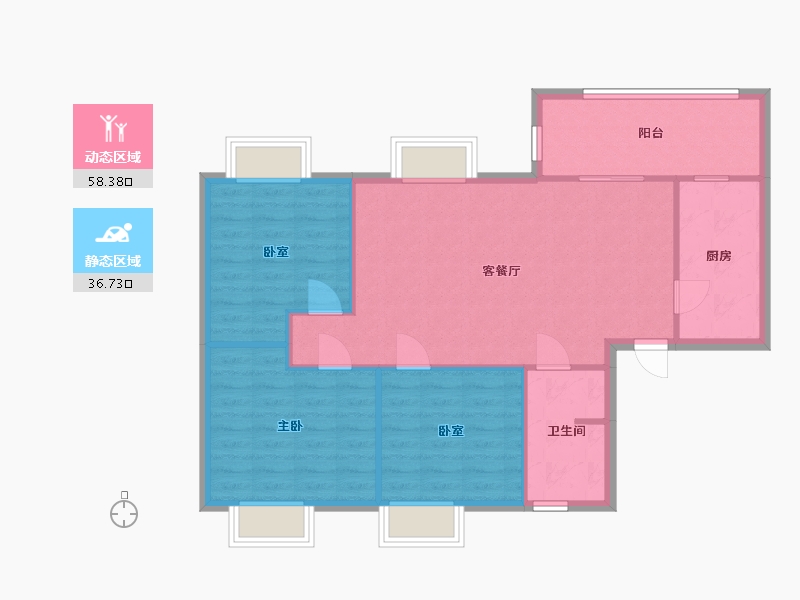 四川省-成都市-宝源驷马城-73.30-户型库-动静分区