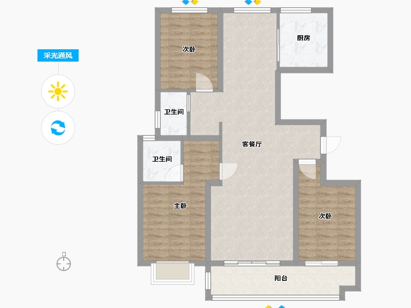 河北省-邢台市-海棠苑-104.00-户型库-采光通风