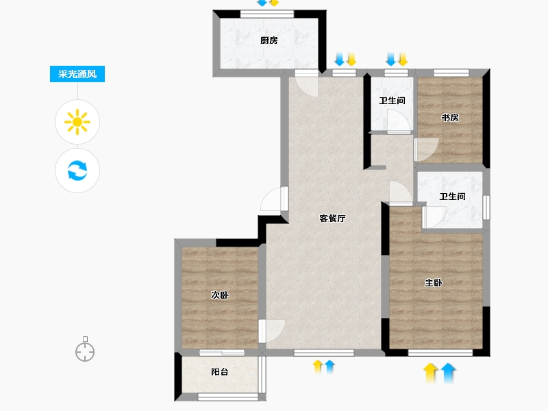 宁夏回族自治区-银川市-庆丰御锦湾-87.00-户型库-采光通风