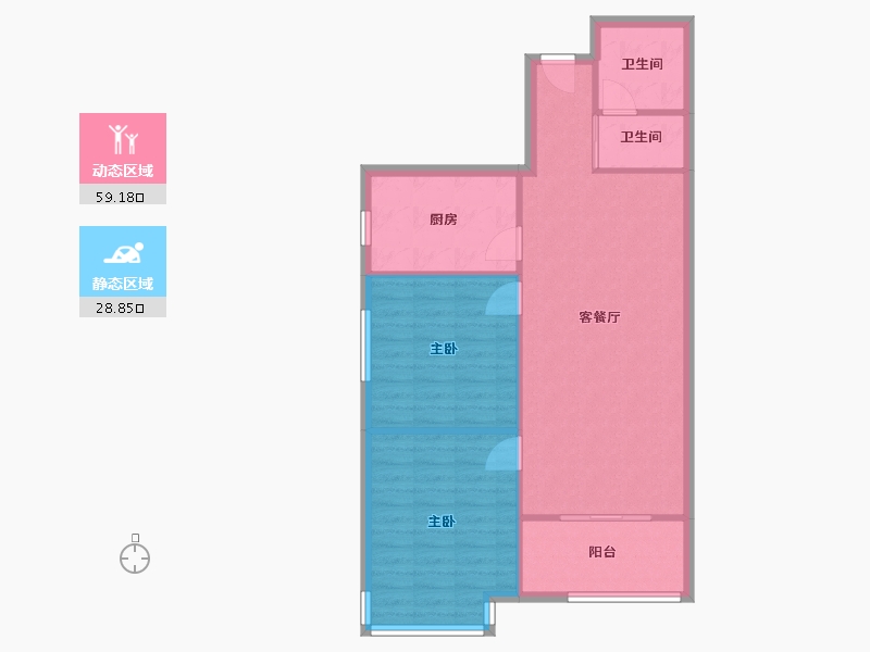 陕西省-西安市-学府首座-83.97-户型库-动静分区