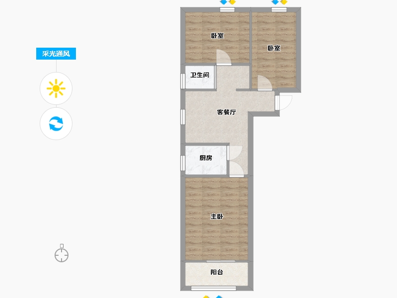 北京-北京市-月坛西小区-63.20-户型库-采光通风