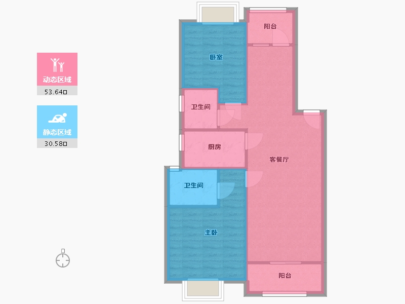 浙江省-温州市-恒大逸合城-81.60-户型库-动静分区