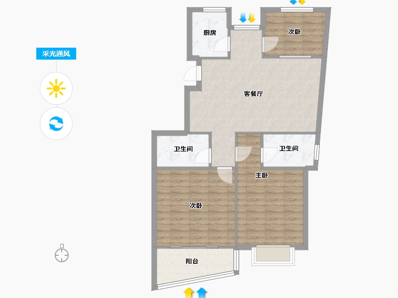 山东省-青岛市-北海佳苑-92.71-户型库-采光通风