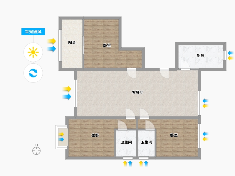 河北省-沧州市-瀛安佳苑-101.11-户型库-采光通风