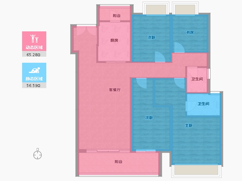 云南省-昆明市-鹏欣漫城都荟-114.40-户型库-动静分区