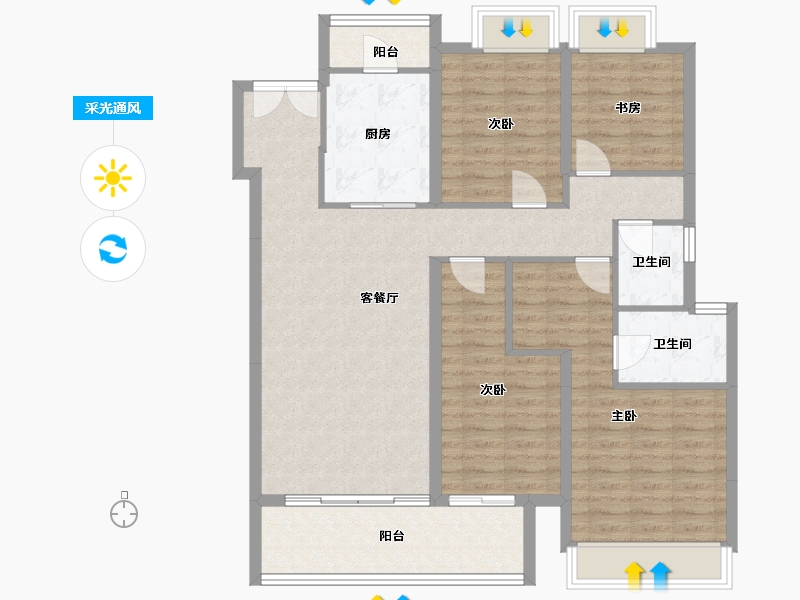 云南省-昆明市-鹏欣漫城都荟-114.40-户型库-采光通风