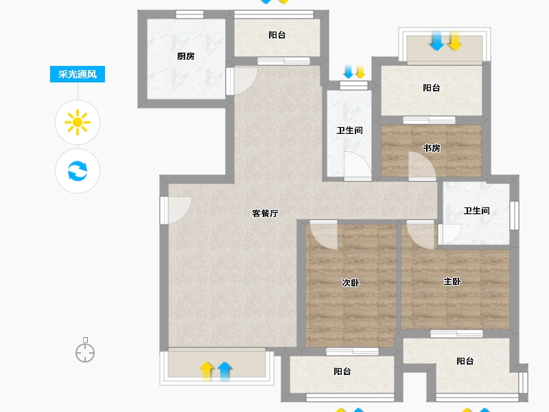 福建省-宁德市-水岸阳光-88.00-户型库-采光通风