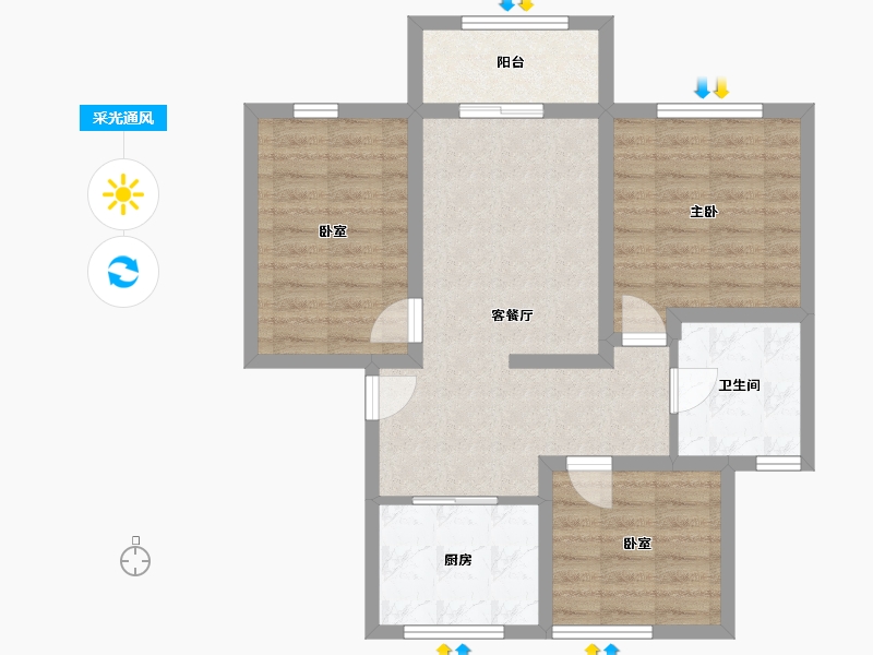 上海-上海市-大华锦绣国际-72.00-户型库-采光通风