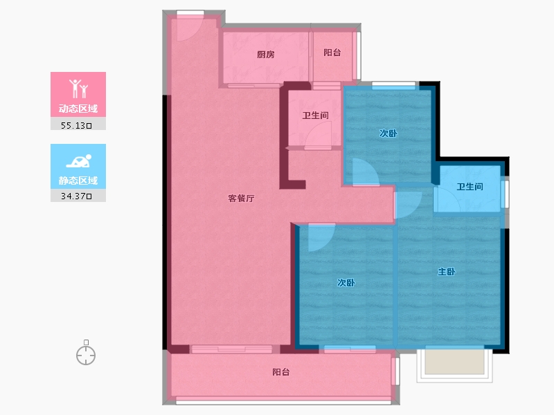 广西壮族自治区-南宁市-明仕公园府-87.00-户型库-动静分区