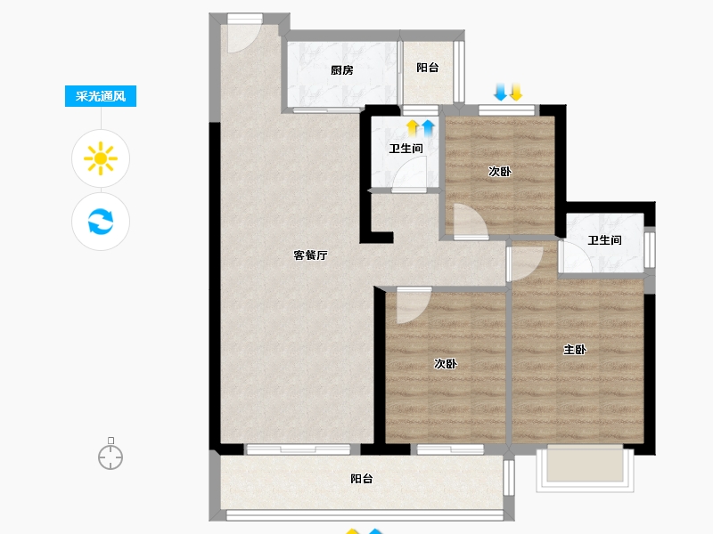 广西壮族自治区-南宁市-明仕公园府-87.00-户型库-采光通风