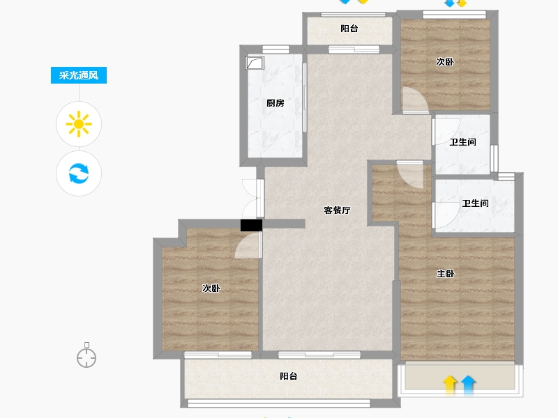 浙江省-衢州市-揽月湾-85.00-户型库-采光通风