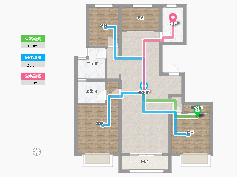 河北省-唐山市-陶然雅居-103.37-户型库-动静线