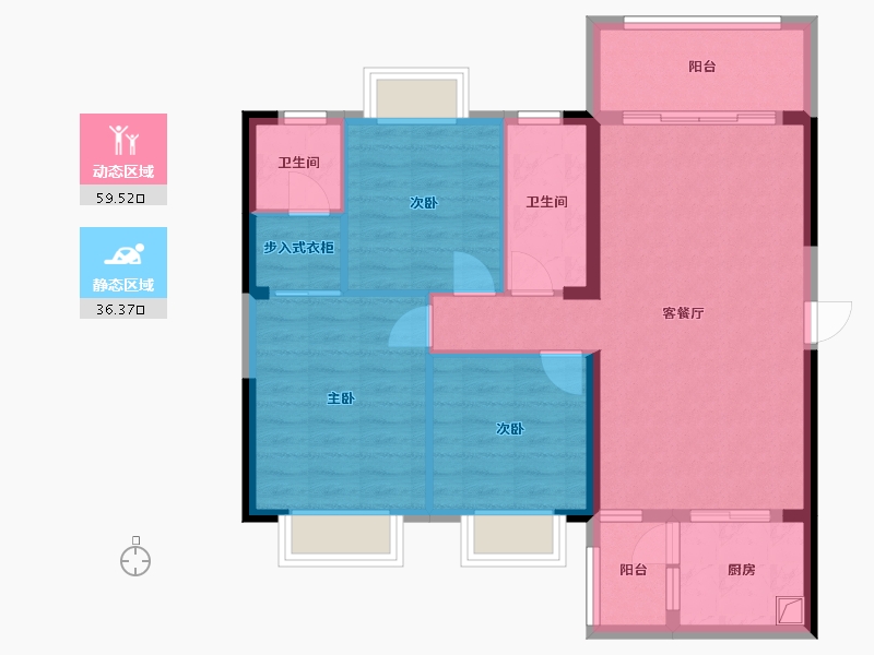 湖南省-郴州市-振兴凤凰名邸-91.49-户型库-动静分区