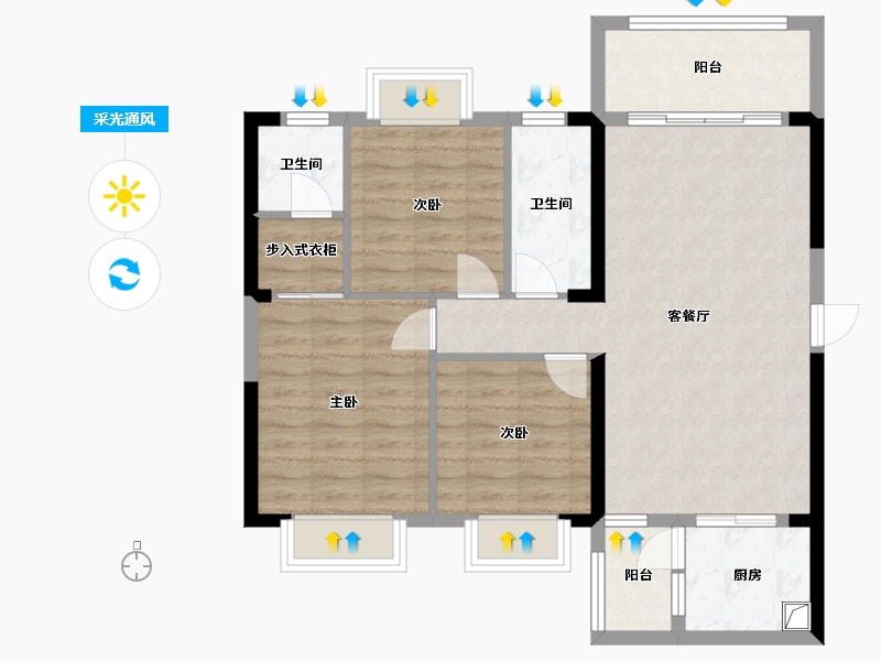 湖南省-郴州市-振兴凤凰名邸-91.49-户型库-采光通风